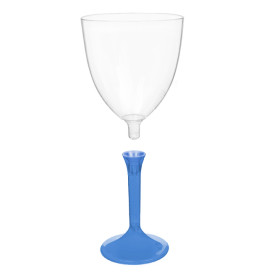 Plastic stamglas wijn blauw transparant verwijderbare stam 300ml (20 stuks)