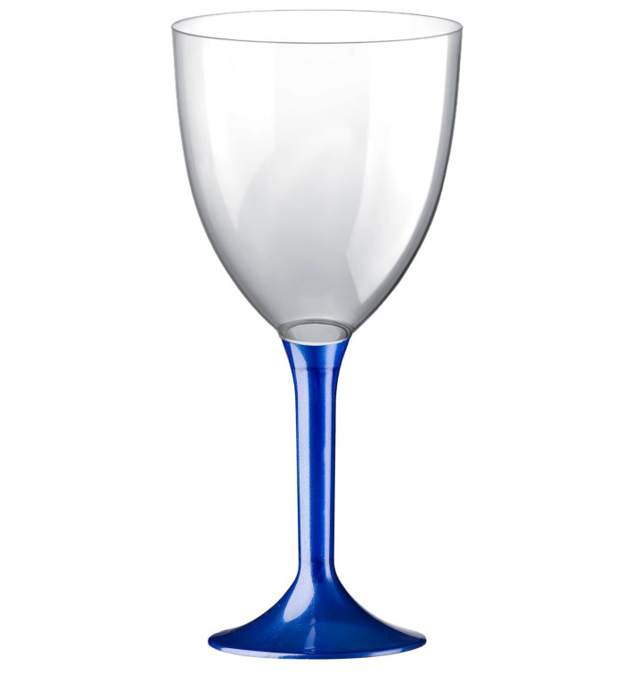 Plastic stamglas wijn blauw parel verwijderbare stam 300ml (200 stuks) Plastic stamglas wijn blauw parel verwijderbare stam 300ml (200 stuks)