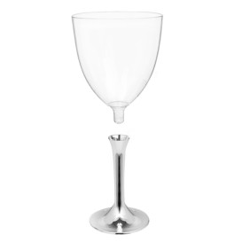 Plastic stamglas wijn zilver chroom verwijderbare stam 300ml (20 stuks)