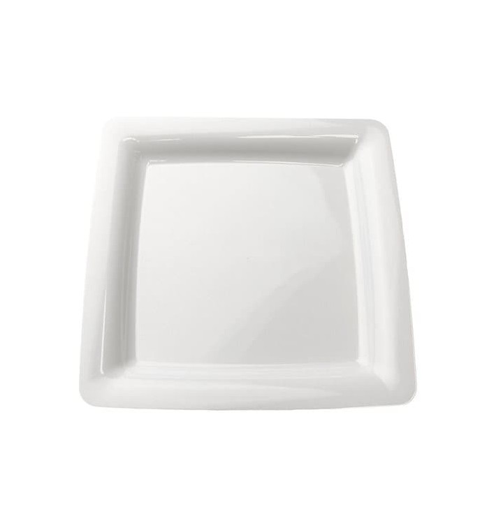 Plastic bord Vierkant extra sterk wit 18x18cm (200stuks) Plastic bord Vierkant extra sterk wit 18x18cm (200stuks)