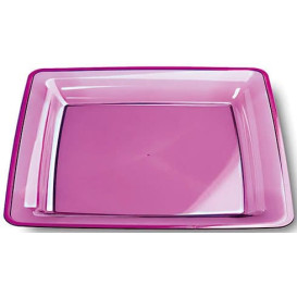 Plastic bord Vierkant extra sterk aubergine kleur 22,5x22,5cm (6 stuks) 