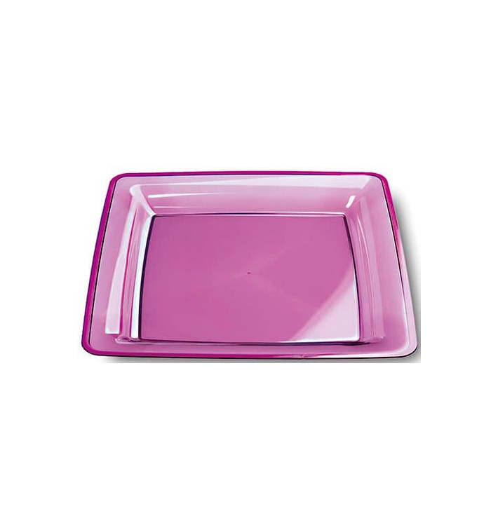 Plastic bord Vierkant extra sterk aubergine kleur 22,5x22,5cm (72 stuks) Plastic bord Vierkant extra sterk aubergine kleur 22,5x22,5cm (72 stuks)