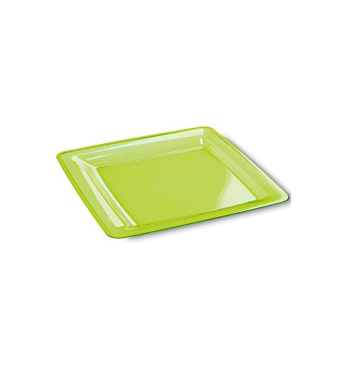 Plastic bord Vierkant extra sterk groen 22,5x22,5cm (6 stuks) 