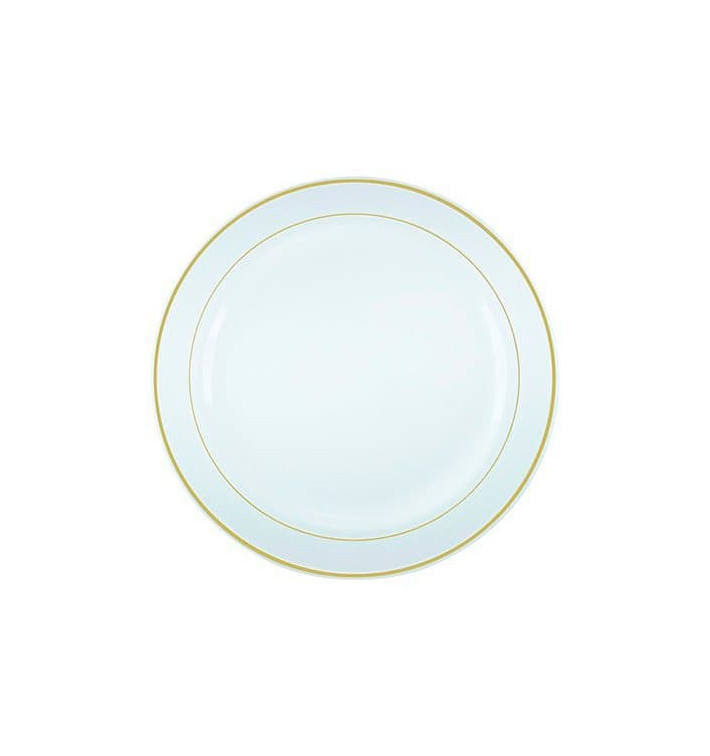 Plastic bord Extra stijf met Ovale rand goud 19cm (200 stuks) Plastic bord Extra stijf met Ovale rand goud 19cm (200 stuks)