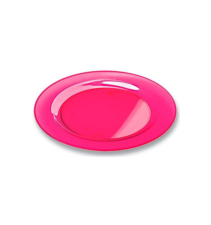 Plastic bord Rond vormig extra sterk framboos 19cm (120 stuks) Plastic bord Rond vormig extra sterk framboos 19cm (120 stuks)