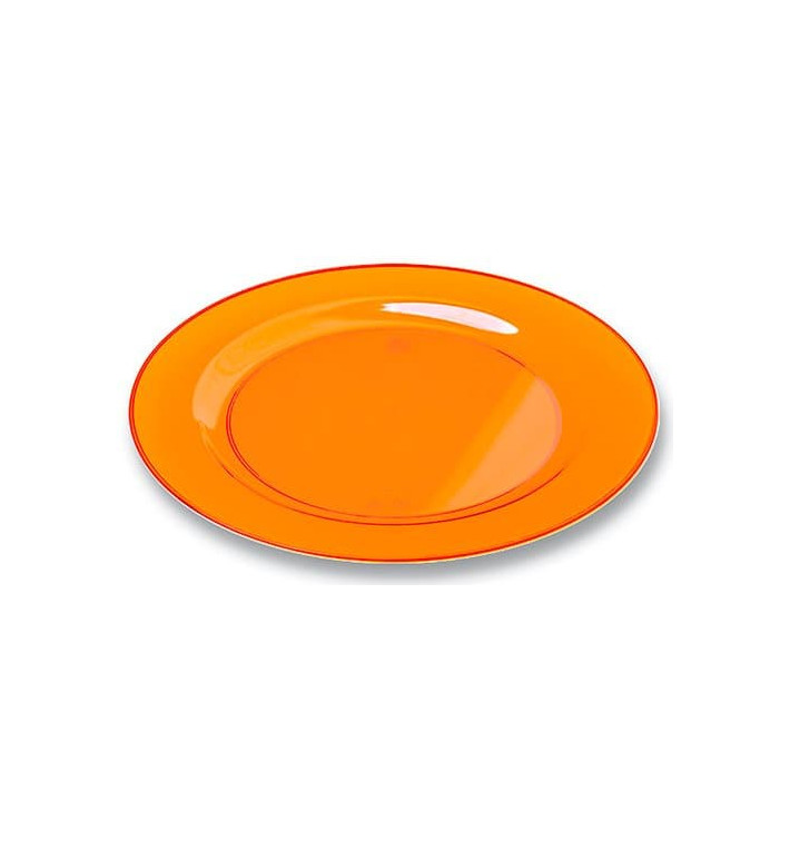 Plastic bord Rond vormig extra sterk oranje 23cm (90 stuks)