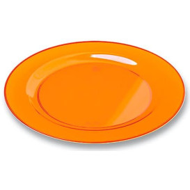 Plastic bord Rond vormig extra sterk oranje 26cm (6 stuks) 