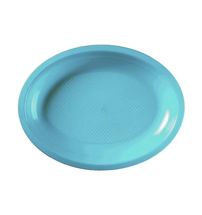 Plastic dienblad microgolfbaar Ovaal vormig turkoois 25,5x19 cm (50 stuks) Plastic dienblad microgolfbaar Ovaal vormig turkoois 25,5x19 cm (50 stuks)
