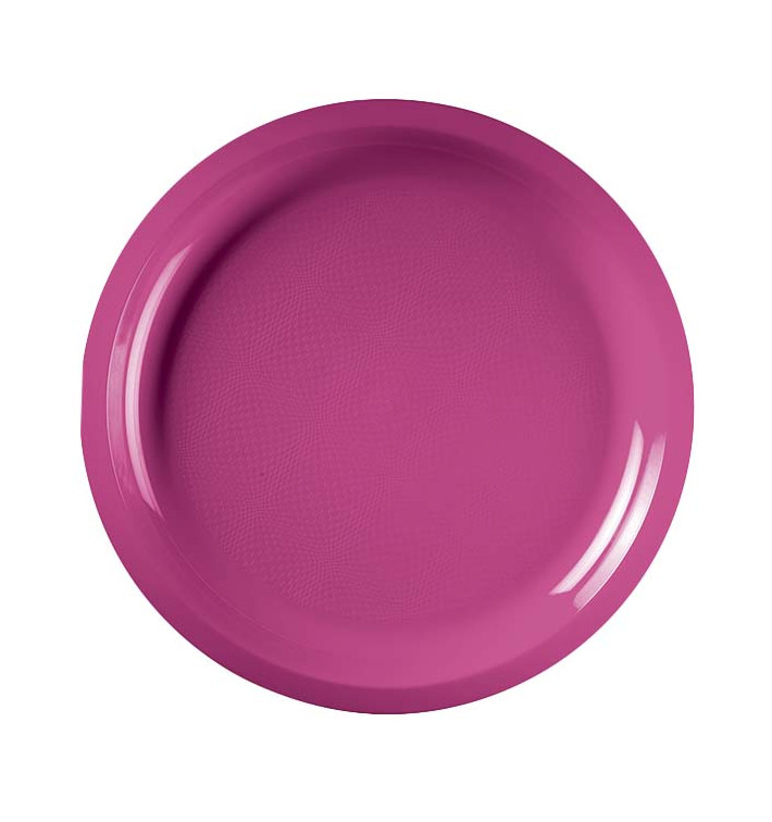 Plastic bord fuchsia "Rond vormig" PP Ø29 cm (25 stuks) Plastic bord fuchsia "Rond vormig" PP Ø29 cm (25 stuks)
