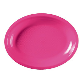 Plastic schotel microgolfbaar Ovaal vormig fuchsia 25,5x19 cm (50 stuks) 