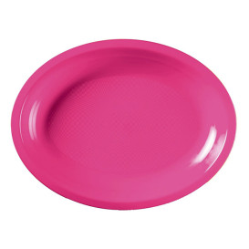 Plastic schotel microgolfbaar Ovaal vormig fuchsia 31,5x22 cm (25 stuks) 