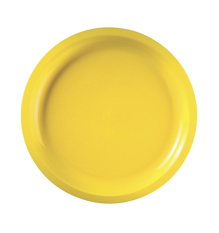 Plastic bord geel "Rond vormig" PP Ø29 cm (25 stuks) Plastic bord geel "Rond vormig" PP Ø29 cm (25 stuks)