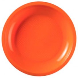 Plastic bord Plat oranje "Rond vormig" PP Ø22 cm (50 stuks) 