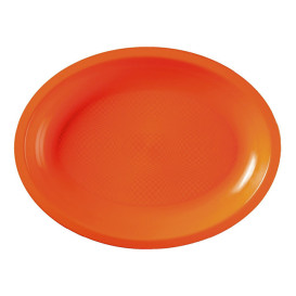 Plastic schotel microgolfbaar Ovaal vormig oranje 31,5x22 cm (25 stuks) 