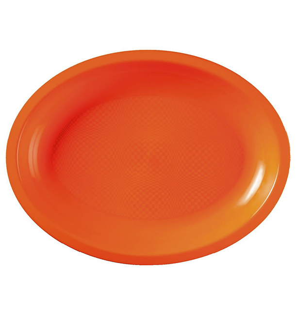 Plastic schotel microgolfbaar Ovaal vormig oranje 31,5x22 cm (25 stuks) 