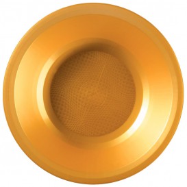 Plastic bord Diep goud "Rond vormig" PP Ø19,5 cm (25 stuks) 