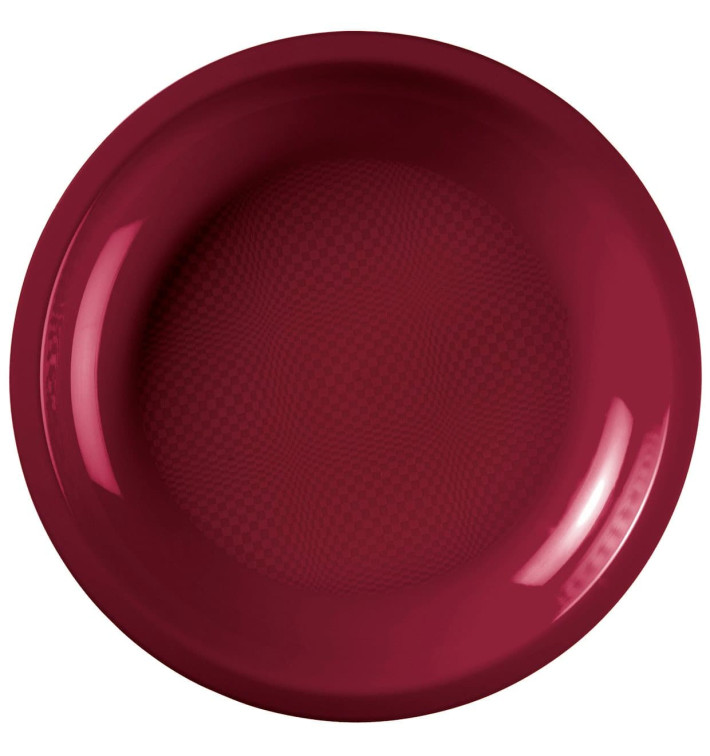 Plastic bord Plat bordeauxrood "Rond vormig" PP Ø22 cm (600 stuks) Plastic bord Plat bordeauxrood "Rond vormig" PP Ø22 cm (600 stuks)