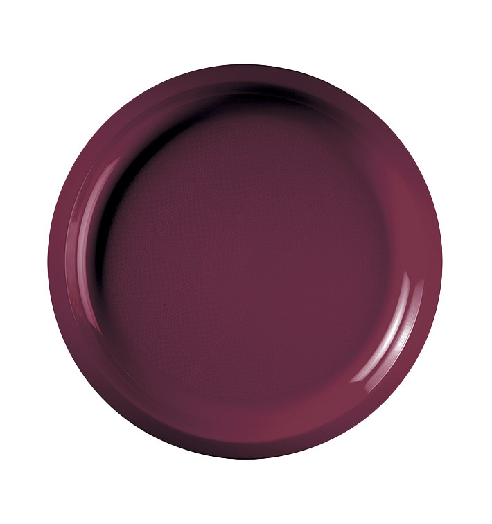 Plastic bord bordeauxrood "Rond vormig" PP Ø29 cm (25 stuks) Plastic bord bordeauxrood "Rond vormig" PP Ø29 cm (25 stuks)