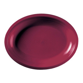 Plastic schotel microgolfbaar Ovaal vormig bordeauxrood "Rond vormig" 25,5x19 cm (600 stuks)