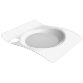 Plastic bord met glas houder PS "voorma" wit 22x18 cm (12 stuks) 