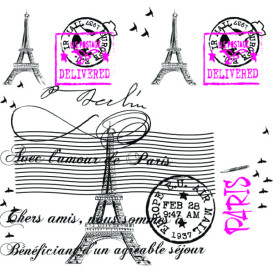 Voorgesneden papieren tafelkleed "Paris" 37g 1x1m (400 stuks) 