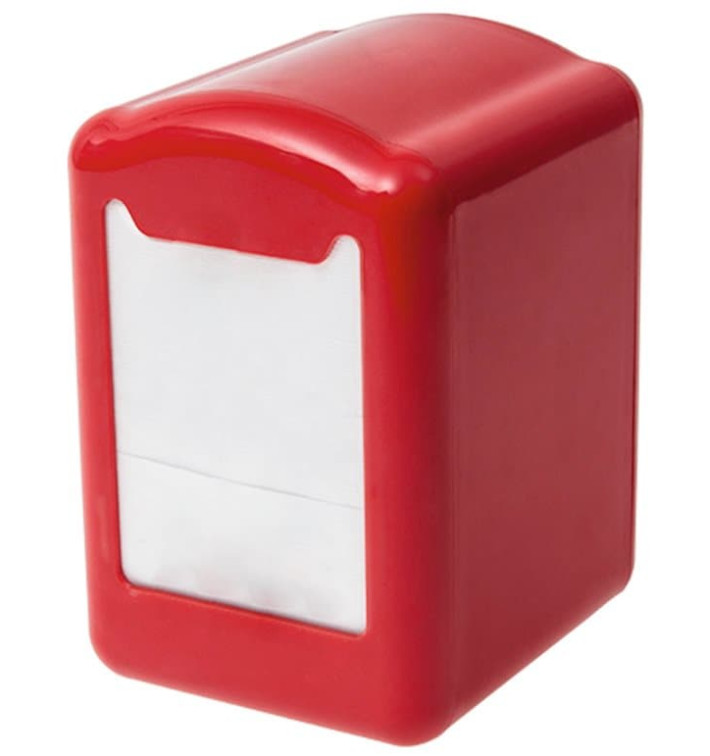 Servet plastic dispenser "Miniservis" rood 17x17cm (1 stuk) Servet plastic dispenser "Miniservis" rood 17x17cm (1 stuk)