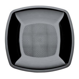 Plastic bord Plat zwart Vierkant PS 23 cm (25 stuks)