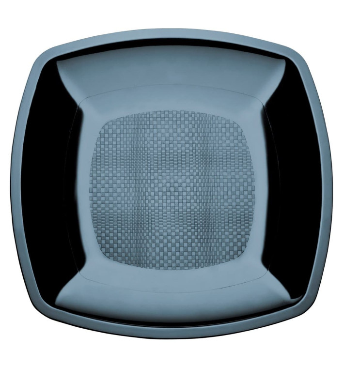 Plastic bord Plat zwart Vierkant PS 23 cm (300 stuks) Plastic bord Plat zwart Vierkant PS 23 cm (300 stuks)