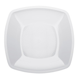 Plastic bord Plat wit Vierkant PP 18 cm (25 stuks)