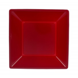 Plastic bord Diep Vierkant bordeauxrood 17 cm (360 stuks)