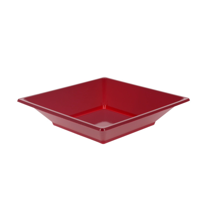 Plastic bord Diep Vierkant bordeauxrood 17 cm (360 stuks) Plastic bord Diep Vierkant bordeauxrood 17 cm (360 stuks)
