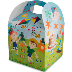 Papieren kindermaaltijd doos Parten 1,31x1,31x1,15cm (25 stuks) 