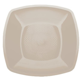 Plastic bord Plat beige Vierkant PP 18 cm (25 stuks) 