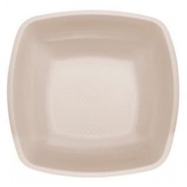 Plastic bord Diep beige Vierkant PP 18 cm (25 stuks) 