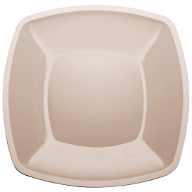 Plastic bord Plat beige Vierkant PS 30 cm (12 stuks) 