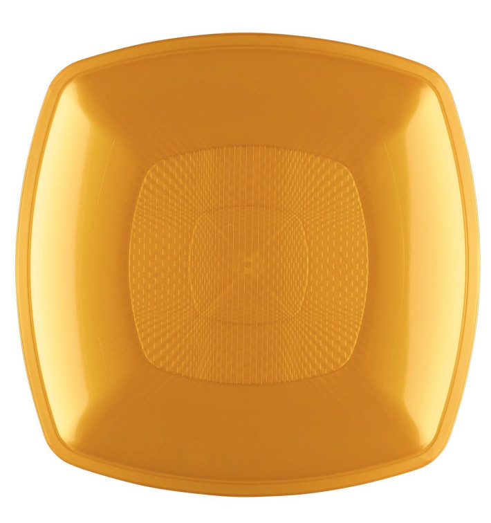 Plastic bord Diep goud Vierkant PP 18 cm (300 stuks) Plastic bord Diep goud Vierkant PP 18 cm (300 stuks)