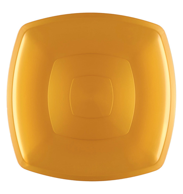 Plastic bord Plat goud Vierkant PS 30 cm (144 stuks) Plastic bord Plat goud Vierkant PS 30 cm (144 stuks)
