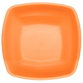 Plastic bord Diep oranje Vierkant PP 18 cm (25 stuks) 