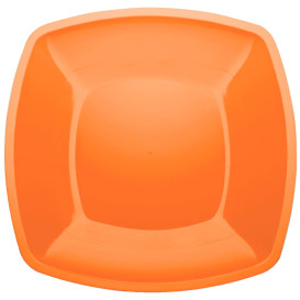 Plastic bord Plat oranje Vierkant PS 30 cm (12 stuks) 