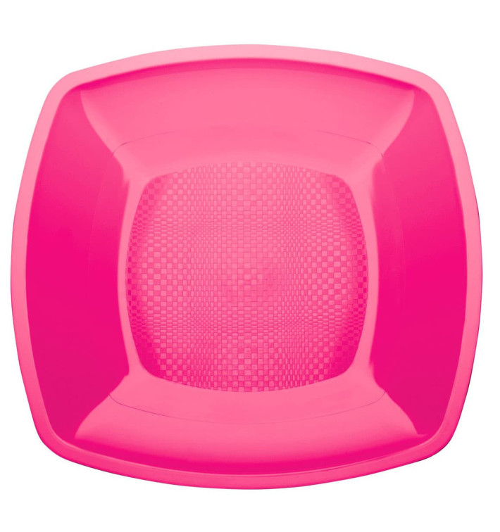 Plastic bord Plat fuchsia Vierkant PP 18 cm (25 stuks) Plastic bord Plat fuchsia Vierkant PP 18 cm (25 stuks)