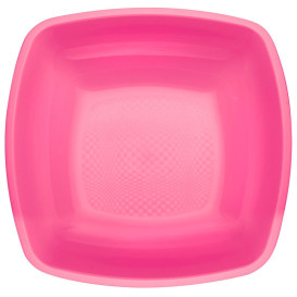 Plastic bord Diep fuchsia Vierkant PP 18 cm (25 stuks) 