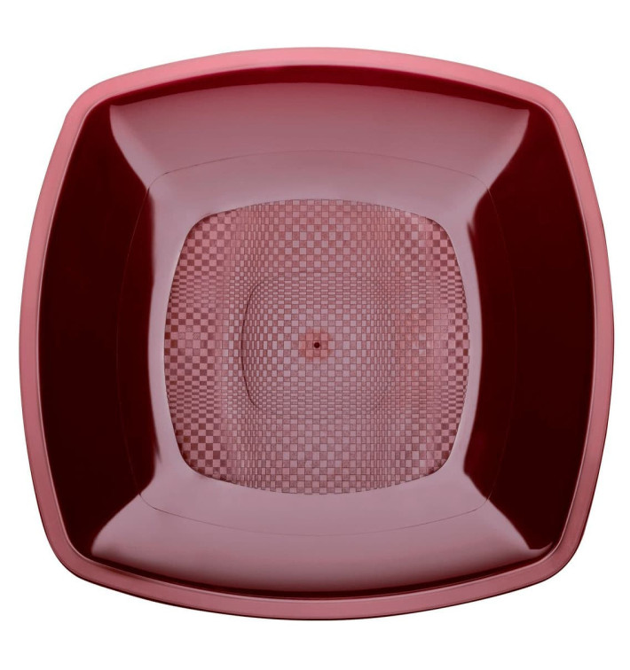 Plastic bord Plat bordeauxrood Vierkant PP 18 cm (300 stuks) Plastic bord Plat bordeauxrood Vierkant PP 18 cm (300 stuks)
