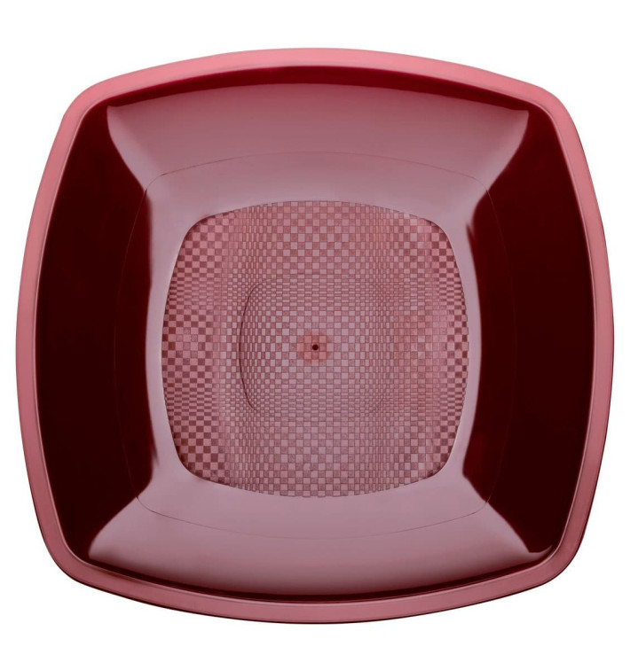 Plastic bord Diep bordeauxrood Vierkant PP 18 cm (25 stuks) Plastic bord Diep bordeauxrood Vierkant PP 18 cm (25 stuks)