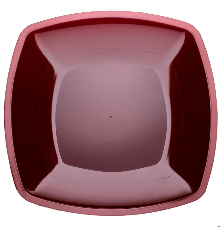 Plastic bord Plat bordeauxrood Vierkant PS 30 cm (144 stuks) Plastic bord Plat bordeauxrood Vierkant PS 30 cm (144 stuks)