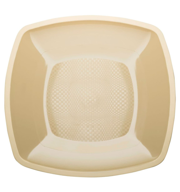 Plastic bord Plat crème Vierkant PP 18 cm (25 stuks) Plastic bord Plat crème Vierkant PP 18 cm (25 stuks)