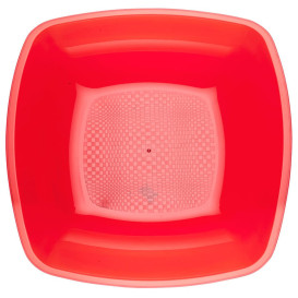 Plastic bord Diep rood Vierkant PS 18 cm (300 stuks)