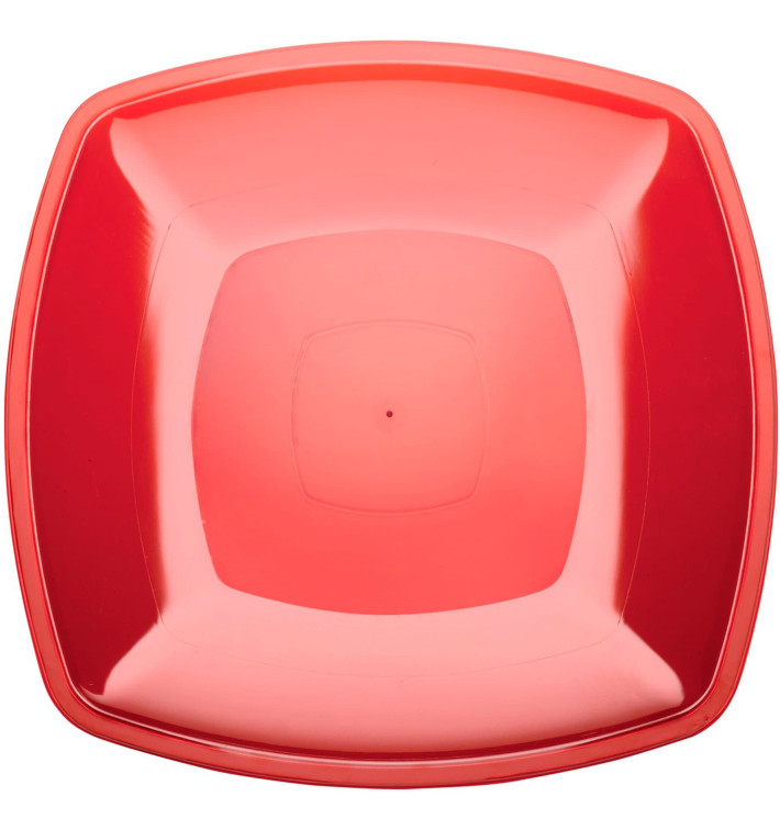 Plastic bord Plat rood Vierkant PS 30 cm (12 stuks) Plastic bord Plat rood Vierkant PS 30 cm (12 stuks)