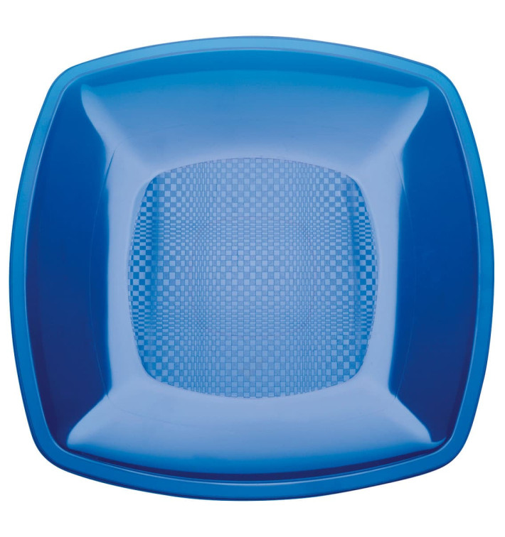 Plastic bord Plat blauw Vierkant PS 18 cm (300 stuks)