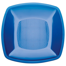 Plastic bord Plat blauw Vierkant PS 23 cm (300 stuks)