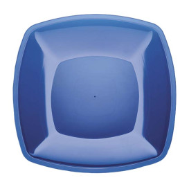 Plastic bord Plat blauw Vierkant PS 30 cm (144 stuks)